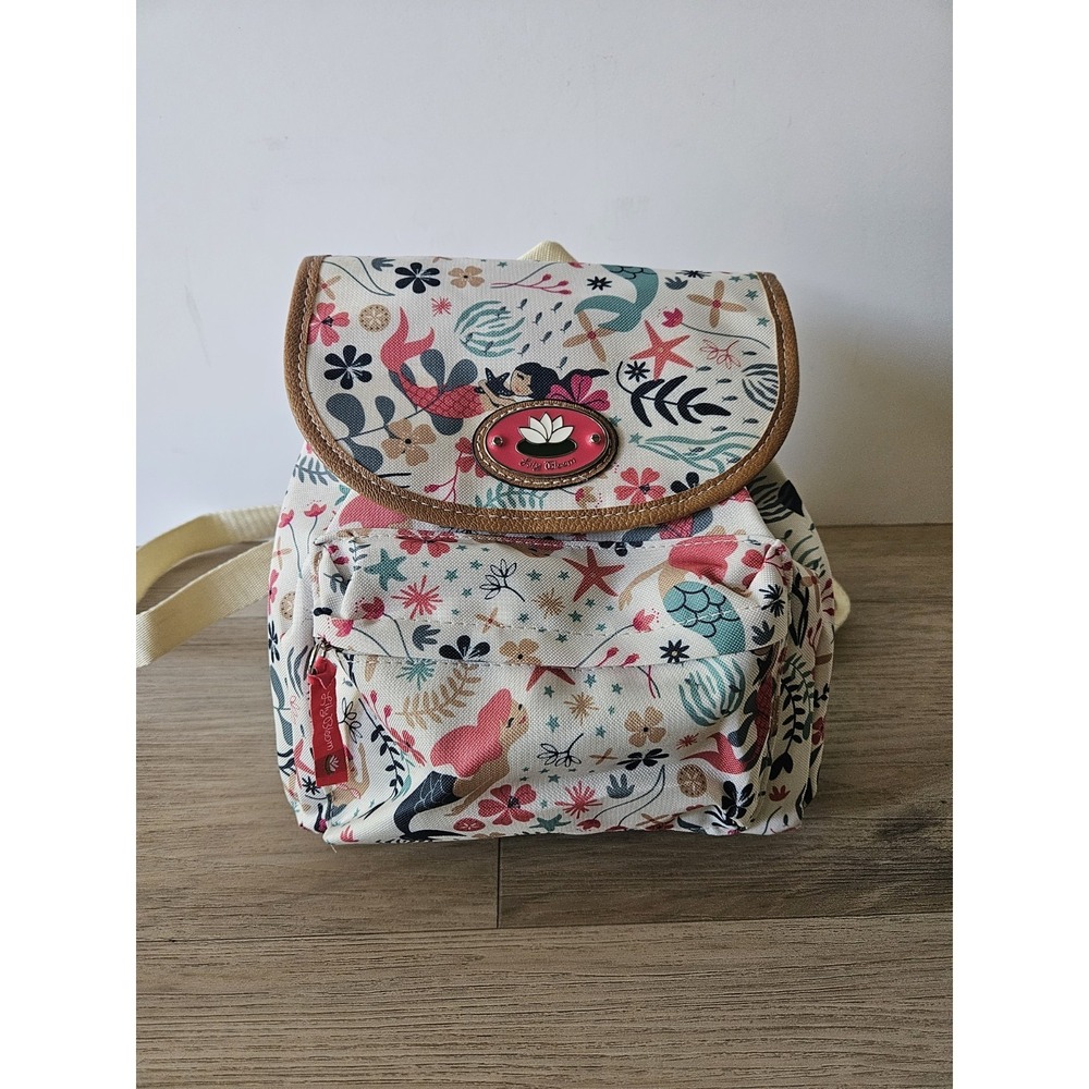 Whimsical Mermaid Under the Sea Mini Backpack Canvas Drawstring Rucksack Purse